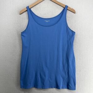 EILEEN FISHER Tank Top S Organic Cotton Jersey Scoop Neck Blue USA
